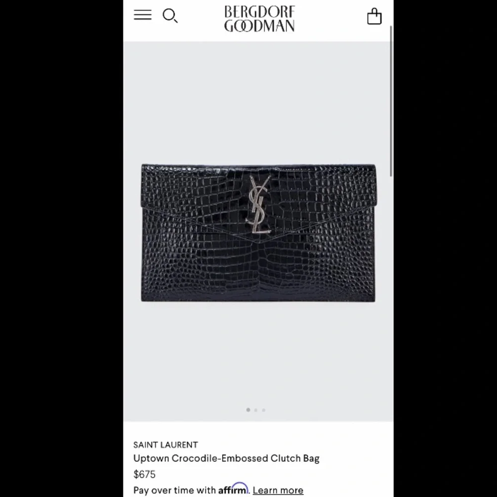Yves Saint Laurent Black Croc-Embossed Clutch - Picture 6 of 7